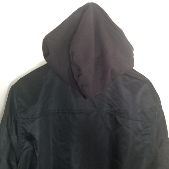 Original Use Mens Black Hooded Bomber Jacket - Picture 6 of 9